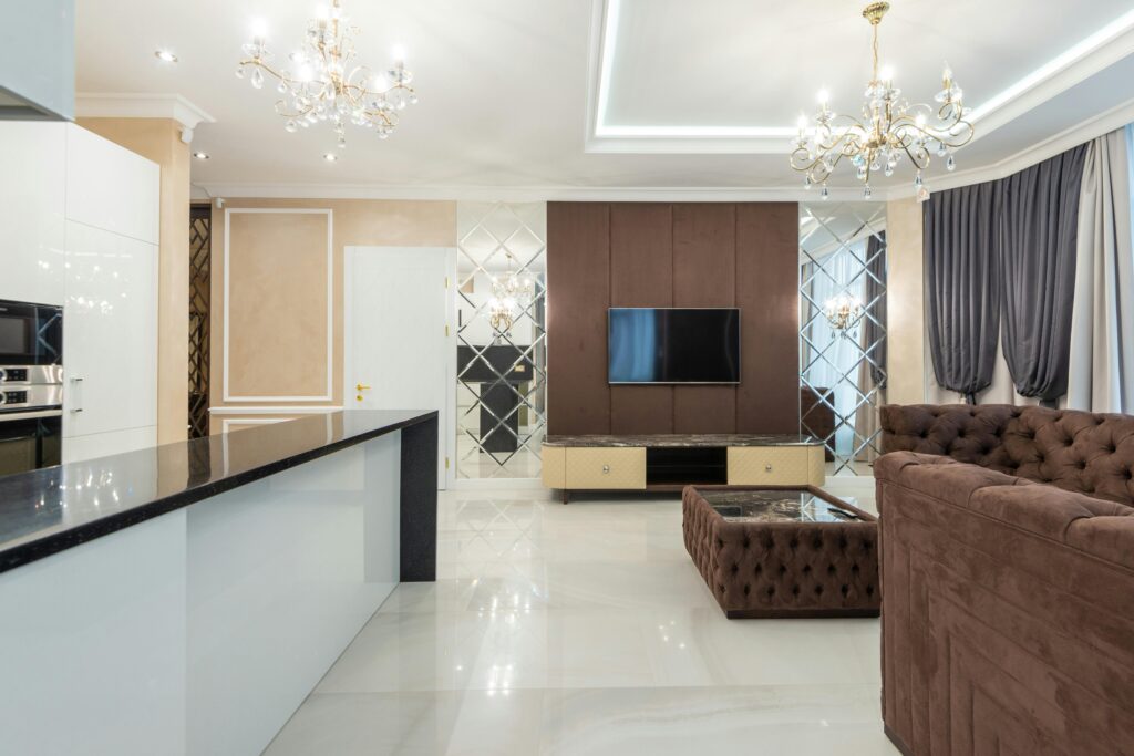 Living Room Wall V-Groove Mirror